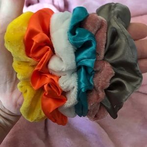 Multicolored hair scrunchies